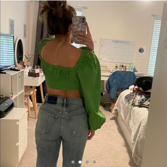 Shein green cropped blouse - Picture 3 of 5